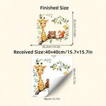 1/2 Sheets Cute Animal Wall Stickers For Nursery, Baby Room Decor Removable Cartoon Wall Decals With Hearts, Stars, Flowers, Easy To Apply Playroom Kids Bedroom Wall Art - Multicolor - View 12