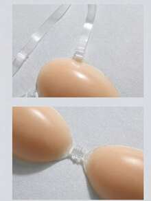 2/1 片装硅胶胸贴，女士夏季提拉隐形文胸贴，露背无肩带文胸罩杯，防水无缝丰胸文胸胶带，适合大胸/小胸，新娘款 - 杏色 - 查看 2