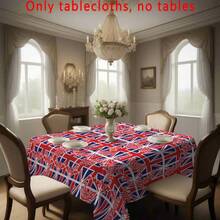 Toalha de mesa com estampa abstrata da bandeira britânica Union Jack (1 unidade) - Ideal para decoração de festas temáticas do Reino Unido, restaurantes e eventos. Feita em poliéster. Perfeita para decoração de festas e eventos em geral. - Multicolorido - Ver 7
