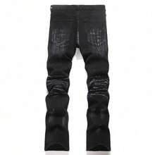 New 2026 Mens Black Slim Fit Stretch Denim Jeans pierna recta con pantalones de moda de diseño de bengmicro - Negro - Ver 2