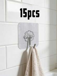 5/20/30件无痛粘性无损挂钩，重型粘性无损挂钩，门损挂钩，墙损挂钩，承重墙损挂钩，多用途收纳架，可拆卸，透明，防水，防锈，适用于家庭，厨房，浴室，客厅 - 彩色 - 查看 15