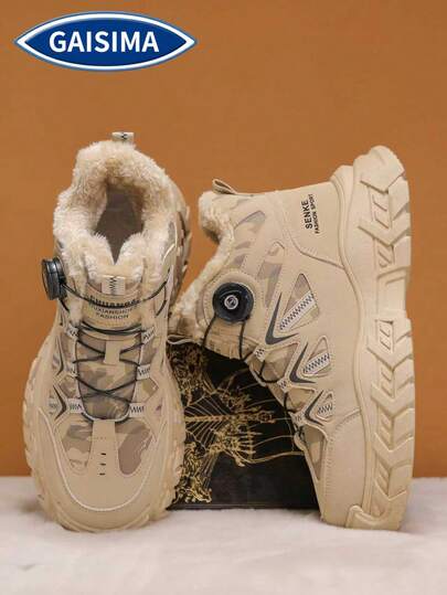  GAISIMA Winter Warm Boots Snow Boots Outdoor Work Boots Fashion Men's Boots Outdoor Sports Lace-Up Metal Eyelets