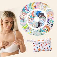 Almohadillas de lactancia reutilizables para mamás que amamantan - Suaves y lavables, incluye almohadillas de lactancia de 12 cm con bolsa de almacenamiento mini - Multicolor - Ver 11