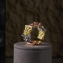 dazzdelic 2件套镀金3D三角形串珠弹力手链戒指套装，男女通用日常佩戴 - 2件套裝 - 查看 9