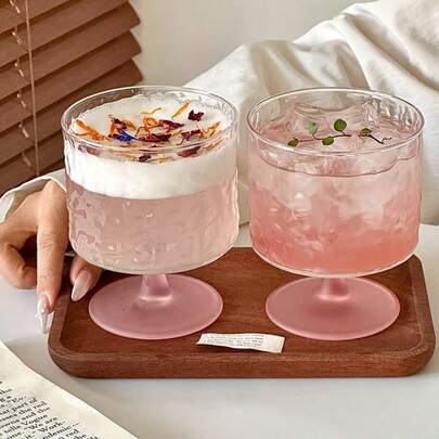 Stylish Pink Stemware, Cocktail Glass, Suitable For Girls, Juice Glass, Champagne Flute, Beverage Cup, Cocktail Cup