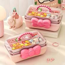 Multi-Layer Jewelry Makeup Organizer Box, Desk Accessories Storage Container For Cosmetics, Hair Clips, DIY Crafts