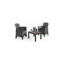 AKITA Tea For Two Bistro Garden Furniture Set 3pcs Rattan-Effect Dark Grey Idooka - Grey - View 3