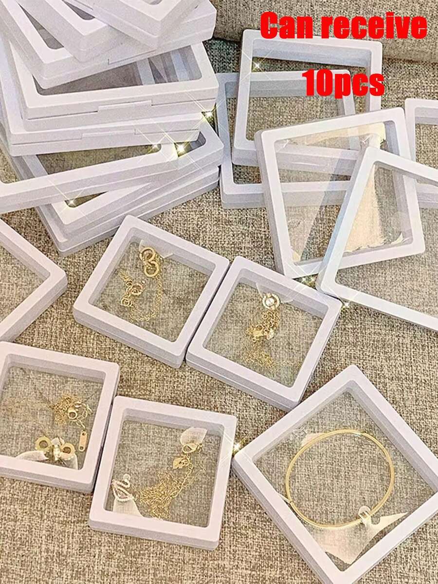 10pcs Plastic 3D Jewelry Display Stand, Transparent Necklace & Bracelet Storage Box