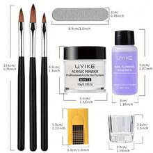 10件套亚克力美甲套装 - 透明/白色/粉色亚克力粉和液体套装，包含亚克力美甲刷，持久耐用，专业DIY亚克力美甲，新手友好型亚克力美甲套装 - 白色 - 查看 5