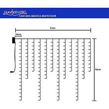Cascada de 500 luces LED. 10 metros de largo, color blanco, Navicolors, con control para 8 diferentes movimientos de luz. (Blanca, 500 L Cable Transparente) - Cable Multicolor-500L Transparente - Ver 7