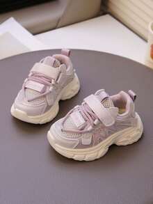 1 paire de baskets respirantes en maille pour enfants, chaussures de sport à semelle souple antidérapante, chaussures polyvalentes de loisirs et de course pour l'extérieur, convenant aux tout-petits, toutes saisons (printemps, été, automne, hiver) - Rose bonbon - Voir 4