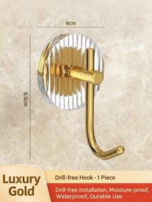 4pcs Acrylic Adhesive Wall Hooks, Strong Sticky Hooks For Dorm, Kitchen, Bathroom, No Drilling Required - Gold - View 5