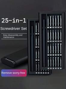 1 Pc 25-In-1 Precision Screwdriver Set, [Bearing Steel] Small Screwdriver Professional Magnetic Mini Repair Tool Kit For Phone, Computer, Watch, Laptop, Game Console, Eyeglass, Electronic - Multicolor - View 5