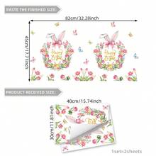 1pc Reusable Colorful Easter Bunny & Flower Static Cling Window Decal, Removable Glass Sticker For Living Room, Bedroom, Home Window Decoration, Bunny Decor - Multicolor - View 11