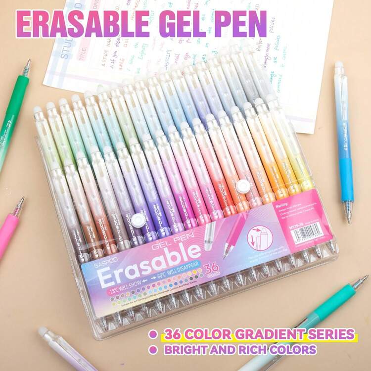 Bộ 12/24/36 bút màu có thể xóa, 36 bút dạ quang, ruột bút 0.7mm, bút vẽ và ghi nhật ký nghệ thuật, đồ dùng học tập, phù hợp cho bé trai, bé gái, học sinh, quà tặng nhân dịp tựu trường và Ngày Nhà giáo. - nhiều màu - Xem 3