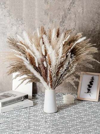 50pcs Artificial Cattail Flowers, Faux Rabbit Tail Grass Decor, Suitable For Garden, Living Room, Home Decor, Bedroom, Party, Valentine's Day, Mother's Day, Wedding Decoration