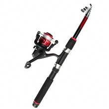 Set di canne da pesca, 45 pezzi, set completo da pesca per bambini, canna da pesca telescopica con mulinello ed esca, canna da pesca da 1,8 m, con custodia per il trasporto, rosso - Rosso - Visualizzare 3