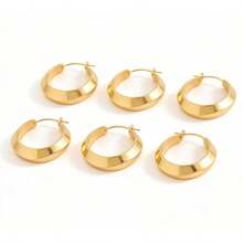 1-6pcs Vintage Punk Style Metal Women's Earring Set, Fashion Faux Pearl Enamel Hoop Earrings, Square Hollow Jewelry Set, Ideal Holiday Gift For Friends And Family, Suitable For Everyday Wear And Party Outfits - KC Gold DZ-025 - View 2