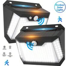 166 LED Solar Wall Light, White Light Floodlight With Motion Sensor, 3 Lighting Modes, IP65 Waterproof. Suitable For Outdoor Wall Lighting, Garden, Garage Door, Porch, Fence, Garden Decor - White Light - View 2