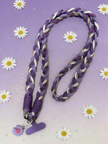 2026新年音乐节/婚礼季，1条奢华编织金色金属丝挂绳，斜挎肩带钥匙扣，附赠替换贴纸配件，可作智能手机钥匙扣、智能手机腕带、钥匙扣、包包挂绳 - 彩色 - 查看 2