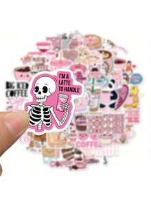 SCXXBSW 50pcs Funny Coffee Creative Cartoon PVC Stickers Suitable For Handbooks, Phone Cases, Laptops, Computers, Luggage, Refrigerator Decoration - Multicolor - View 6
