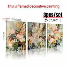 3pcs Soft-Toned Wildflower Print Paintings, Bohemian Plant Wall Paintings, Retro Floral Home Decoration, Frameless Modern Abstract Gallery Art, Wall Decoration, Canvas Paintings, Suitable For Living Room, Bedroom, Kitchen, Home Office, Cafe, Bar, Dormitory, Corridor, Room Decoration - Green - View 5