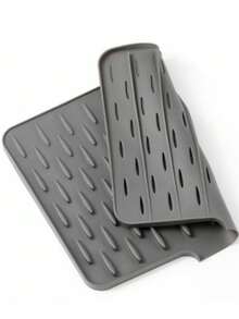 Silicone Dish Drying Mat With Drainage Design, Heat Resistant And Easy To Clean, Suitable For Countertop, Sink And Refrigerator, Available In 2 Styles, Keeps Kitchen Dry, Perfect Christmas Or Halloween Gift - Multicolor - View 8