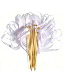 2pcs/Set Colorful Ribbon Fairy Wand, Floral Decor For Wedding Party, Celebration, Christmas, National Day. 3-Ribbon Gold Bell Party Wand, Floating Ribbon Magical Fairy Wand For Wedding Decoration - Multicolor - View 7