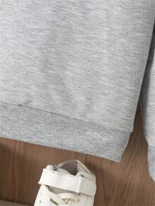 Kids Valentine's Day Sweatshirt, "Mr. Steal Your Heart" Toddler Crew Neck Valentines Day Clothes, Boys' Letters Print Valentine's Sweatshirt - Xám - Xem 5