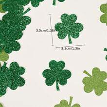 100pcs Clover Sequin Confetti, Shiny Clover Confetti, Lucky Clover Paper Sequins For St. Patrick's Day, Glitter Clover Decorations, Suitable For Party And Holiday Decoration - Green - View 5