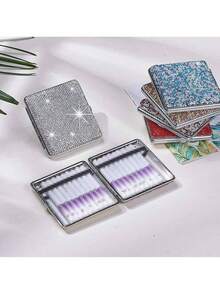 LINKOOL 20件套镶钻金属香烟盒，高端创意闪亮双面水晶钻石香烟收纳盒，女士礼物 - 彩色 - 查看 6