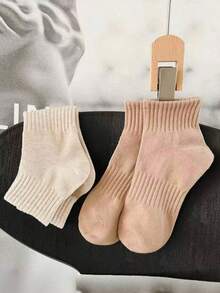 3/6 Pairs Unisex Casual Solid Color Short Socks, Comfortable Soft, Fashion Versatile, Suitable For Students, Casual And Sports Styles, Non-Slip