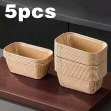 5/50/100pcs Non Stick Mini Cake Cups, Oil Resistant Cardboard Baking Cups - Rectangular Mini Bread Cake And Pancake Box With Grooved Edges, Smooth And Easy To Demold, Stackable Design, Evenly Baked, Suitable For Bread, Cupcakes, Desserts (Baking) - Khaki - View 11