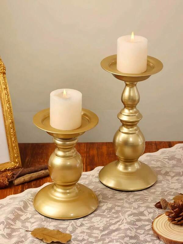 Gothic Style Candle Holders, Vintage Bronze, Black, Gold And Silver Floral Pattern, Minimalist Retro Style, Suitable For Wedding Art Decor, Mother's Day And Birthday Gifts