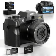 48MP 4K Video/Vlog Camera With WiFi, 60fps Auto Focus Travel Camera (Black) - Black - View 1