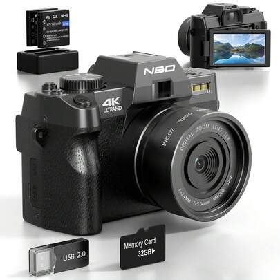 NBD 48MP 4K Video/Vlog Camera With WiFi, 60fps Auto Focus Travel Camera (Black)