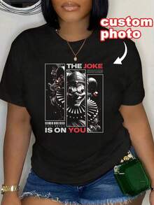 Customized Photo -Shirt,Add Your Favorte Photos (Girfiend Photo/Couple Photo/Family Photo/Sele/Pet Photo/Fend Photo), Can Be Used Asfamily Or Couple Dlothing - Black - View 3