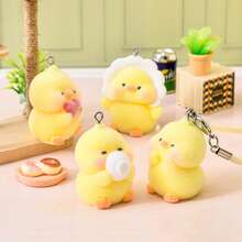 3/6pcs Resin Cute And Cute Yellow Duck Pendant DIV Handmade Keychain Car Ornament Accessories Small Parts - Yellow - View 2