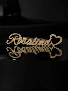 1pc Customized Name Lapel Pin, Personalized Stainless Steel Brooch With Tag, Business Style, Suitable As Bridesmaid Gift, Birthday Gift, Christmas Gift, Father's Day Gift, And Gift For Girlfriend, Durable, Engraved, Stainless Steel Material, Colorful, Cute, Playful, Fun, Kawaii, Millennium Style, Fashionable, Unisex - Multicolor - View 7