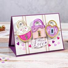 Creative Lock Metal Cutting Dies, DIY Scrapbooking Album And Embossing Stencil, Greeting Card Making Tool, Card Paper Cutting Crafts ,Gift Card Making Template Die Cuts. - Silver - View 2