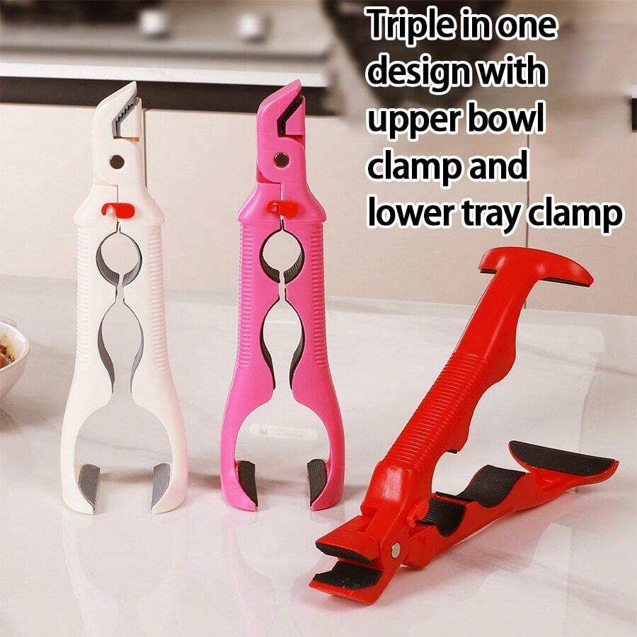 三合一耐热硅胶夹，防滑厨房隔热垫，烤箱烘焙夹，多功能碗碟夹 - 彩色 - 查看 1