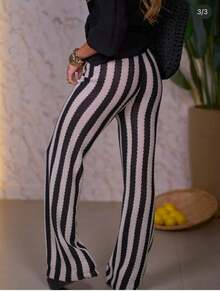 Casual Elegant Buttons Front Knot Zipper Vacation - Đen và kem - Xem 3