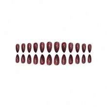 24 Pieces Of Sweet Cool Black And Red 3D Irregular Striped Almond Shaped Fake Nails - 伊扎索-1186 - 查看 4