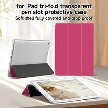1pc Premium Hot Pink Design Patterns White Tablet Case Compatible With IPad 10th Generation 10.9 Inch 2022/IPad (A16) 11th Generation 11 Inch 2025/IPad Air 4th/5th, IPad Pro 2020/2021/2022/2024, Slim Stylish Clear IPad Case With Pencil Holder, Tri-Fold Stand Cover, Best Gifts For New Year/Valentine's Day/Easter - 玫紅色 - 查看 9