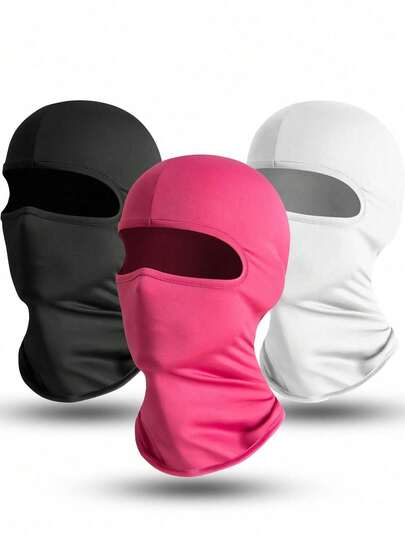 1/2/3件装男女通用拉法帽，纯色透气滑雪面罩，适合骑行、徒步、登山、运动和日常户外活动