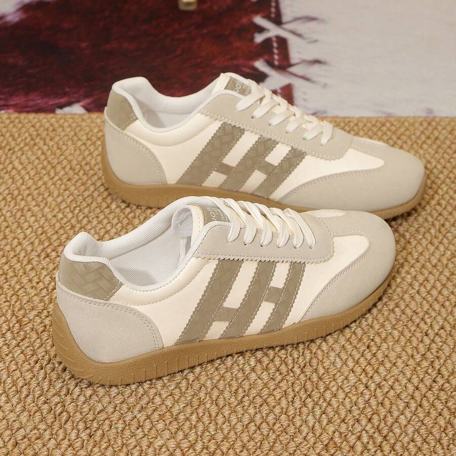 Plus Size Women's Summer Casual Flat Soft Bottom Non-Slip Patchwork Outdoor Sports Shoes, Lightweight Spring/Autumn Student Sneakers - Gray H - View 1