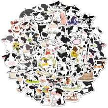 50 pegatinas de vaca bonitas para botellas de agua para niños, calcomanías de vinilo impermeables para laptop, monopatín, guitarra, teléfono, calcomanías de coche, calcomanías de ganado lácteo, para(Vaca negra) - Multicolor - Ver 10