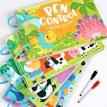 Montessori Early Education Farm Alphabet Ocean Numbers Erasable Pen Control Training Cards Early Education Book - Multicolor - View 3