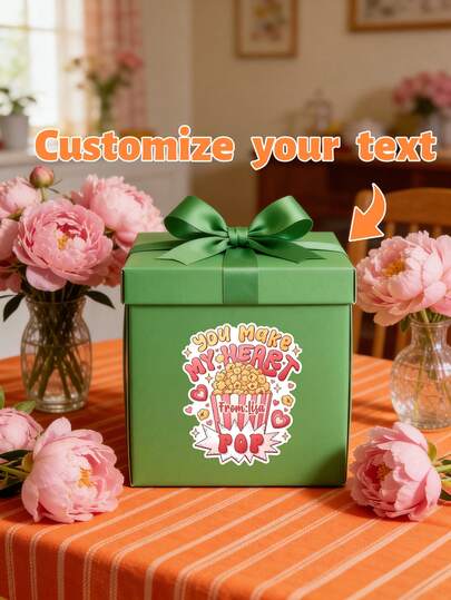 6/14/25pcs Custom Name Valentine Popcorn Stickers,Valentine'S Day Stickers, Boy Girl Kids Classroom Labels, Poppin' Valentines Labels, Die Cut Popcorn,Valentine'S Day Gift, Customized Valentine'S Stickers﻿