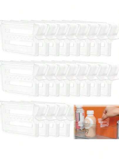 10个可调节冰箱隔板，适用于1/5/10/20件物品，适合存放饮料和酱料，可扩展冰箱架储物空间，侧门收纳架，最大化冷冻空间，保持物品整齐有序。